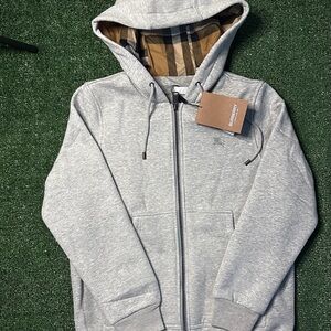 Burberry Gray Garment with Iconic Check Accent